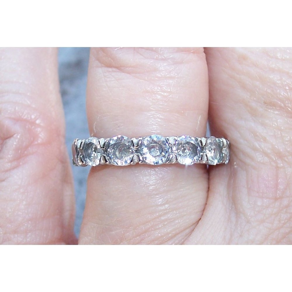 STAINLESS STEEL 7 Stone AAA Grade CZ Band Ring-NWT - Picture 7 of 16